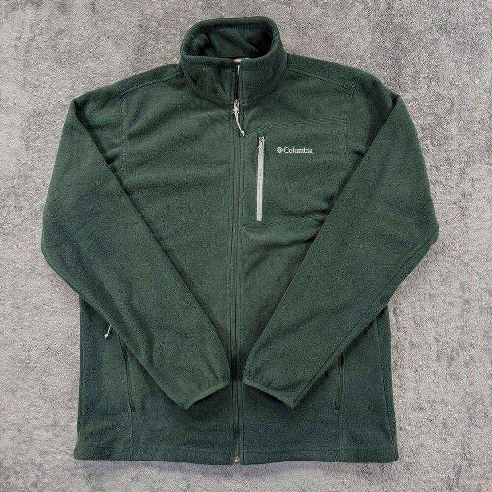 Columbia Men's Spruce Green Fleece Jacket Outdoors Warm Cozy